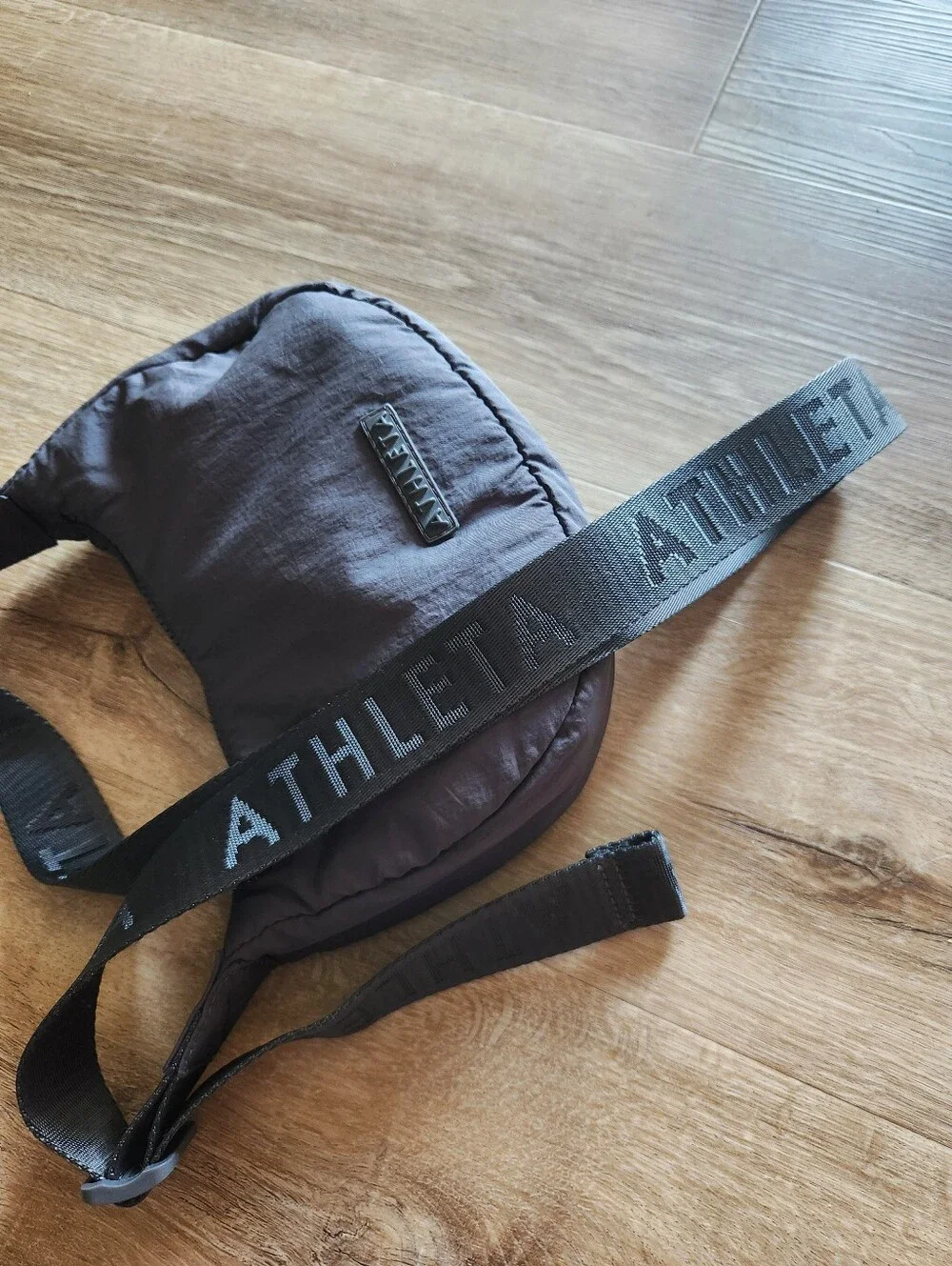 Athleta Gray Mini Crescent Nylon Crossbody Purse